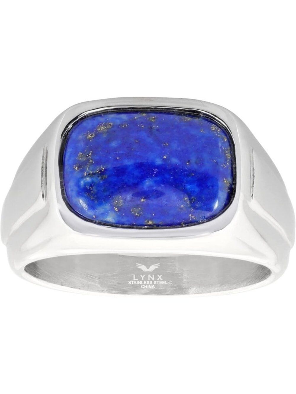 Men's Black Onyx & Lapis Lazuli Rectangle Ring - Stainless Steel, Size 10